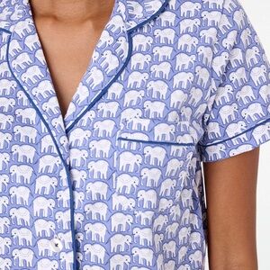 Roller Rabbit Blue Hathi Elephants Polo Pajamas Set M